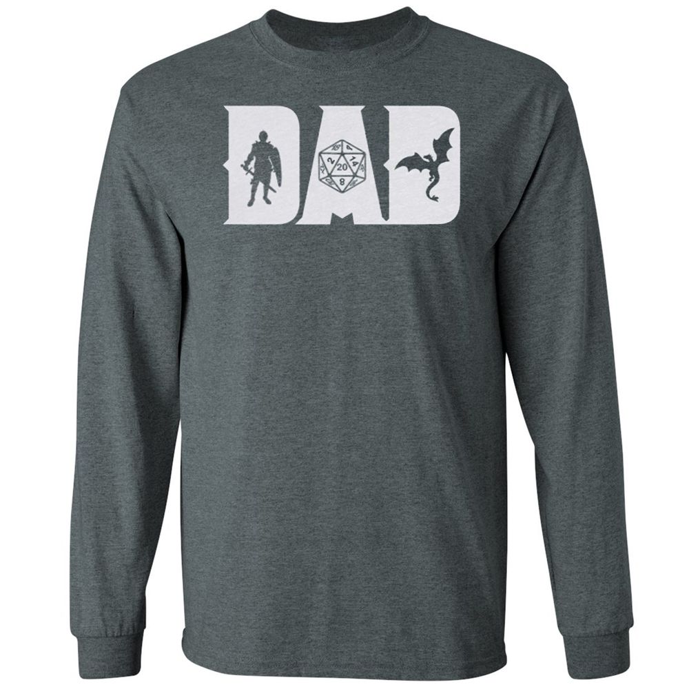 Dad Fathers Day Long Sleeve T-Shirt - Dark Heather - 15