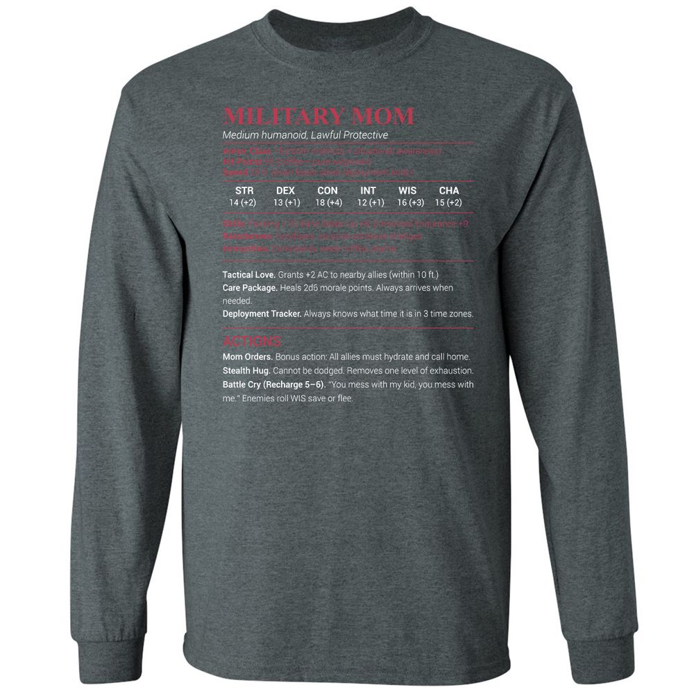 Military Mom Long Sleeve T-Shirt - Dark Heather - 15