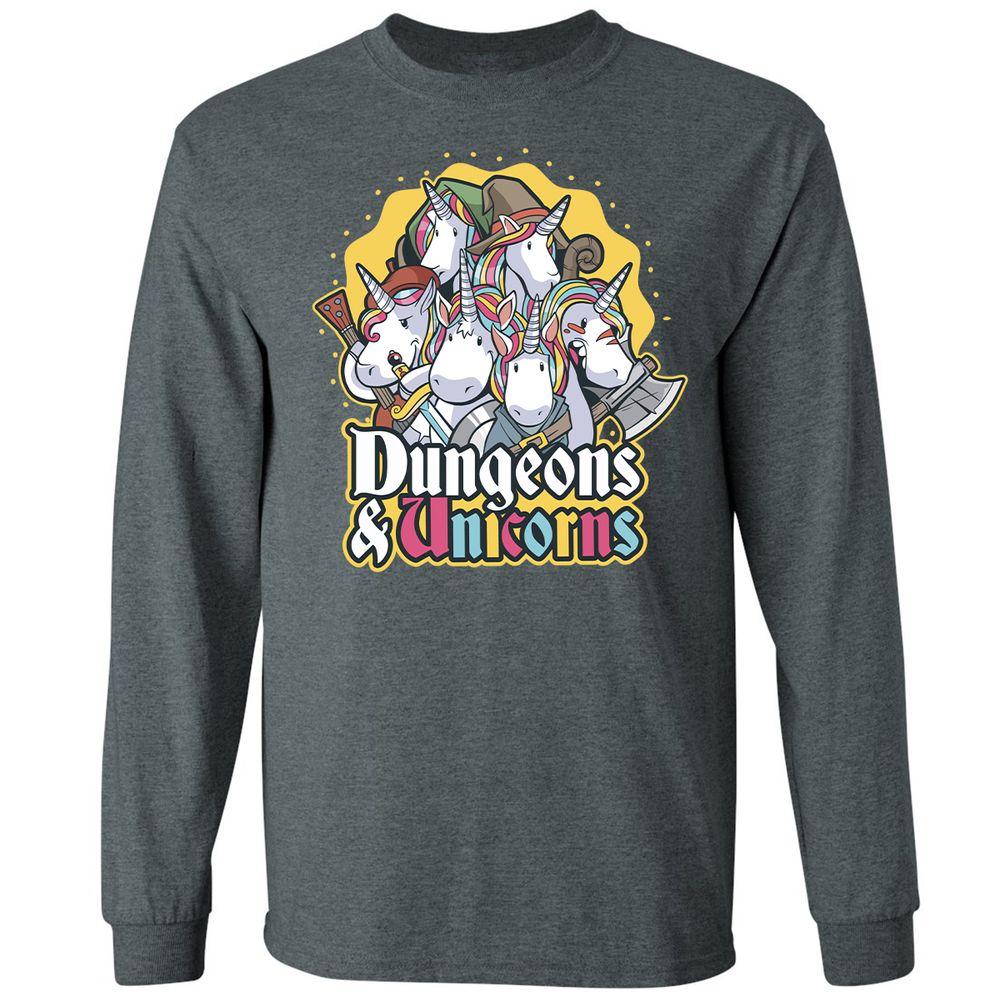 Dungeons And Unicorns Long Sleeve T-Shirt - Dark Heather - 15
