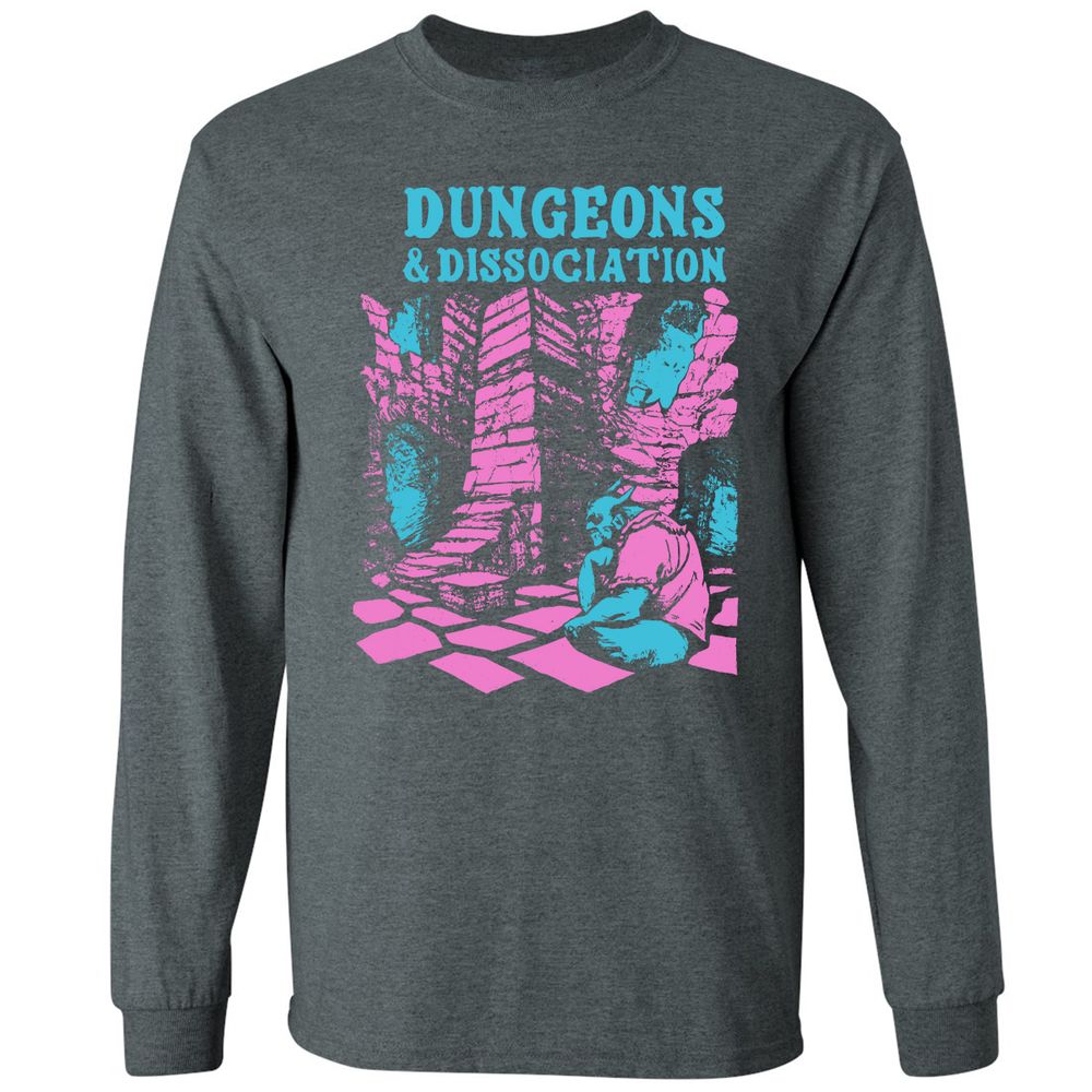 Dungeons And Dissociation Long Sleeve T-Shirt - Dark Heather - 15
