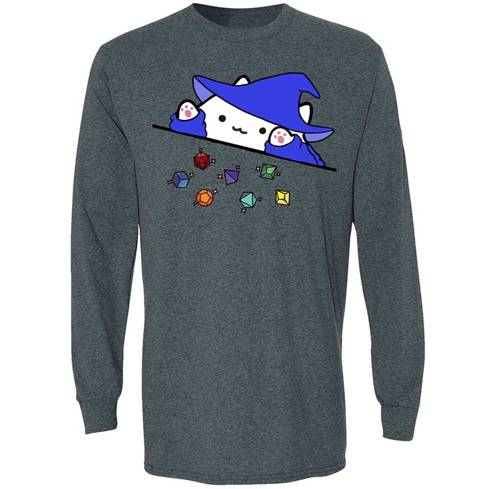 Cat Throws Dices Long Sleeve T-Shirt - Dark Heather - 15