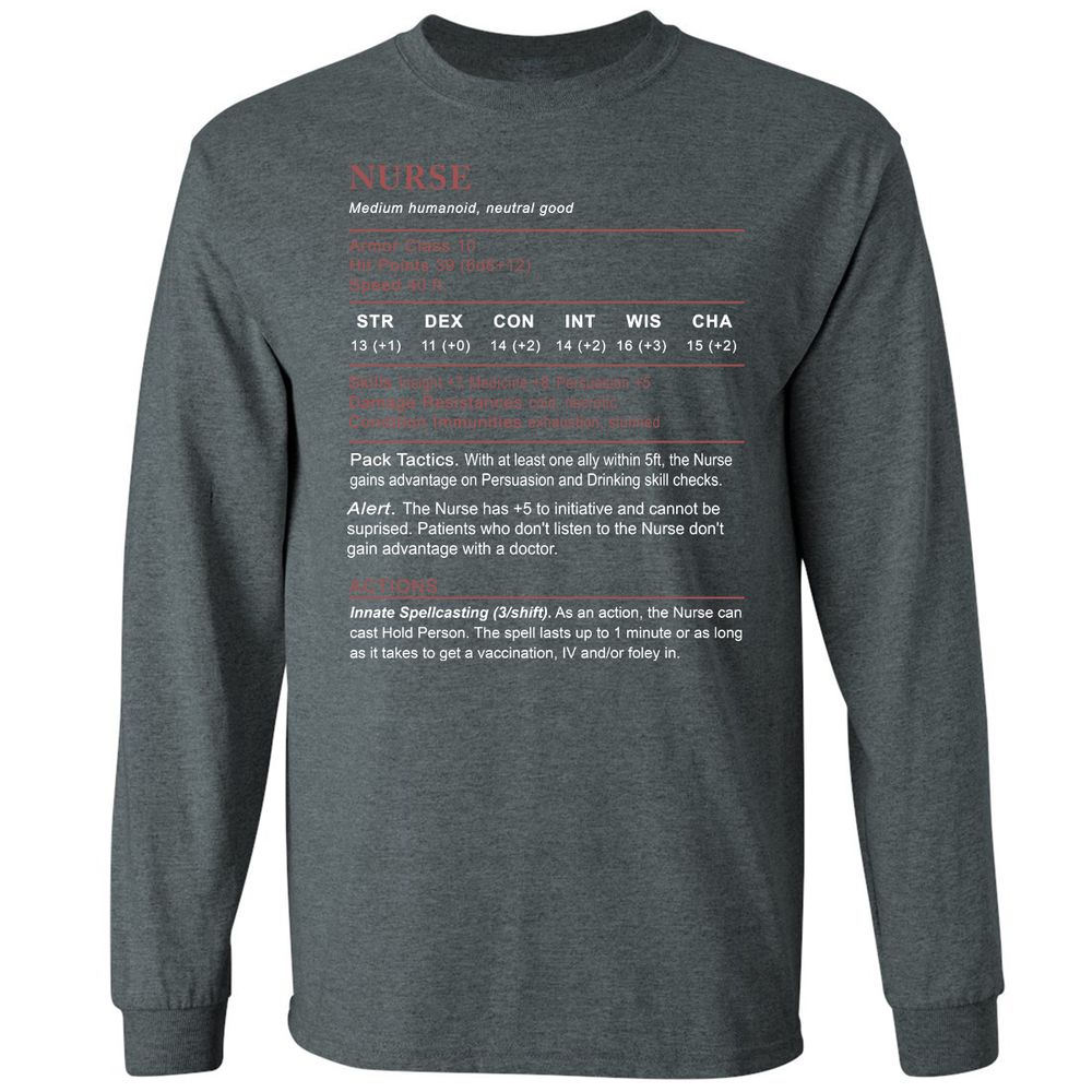 Nurse Stats 2 Long Sleeve T-Shirt - Dark Heather - 15