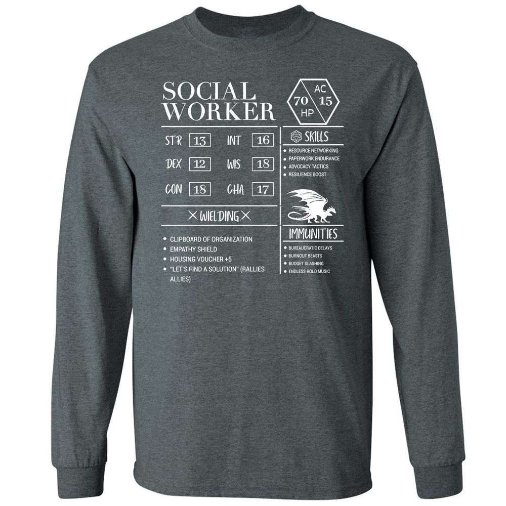 Social Worker New Long Sleeve T-Shirt - Dark Heather - 15