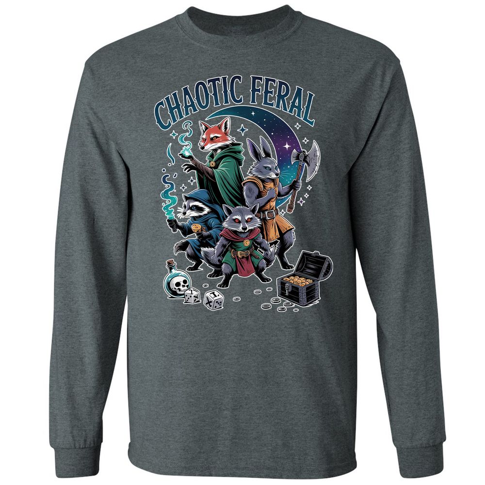 Chaotic Feral Long Sleeve T-Shirt - Dark Heather - 15