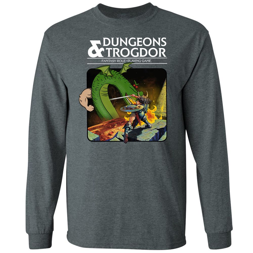 Trogdor Long Sleeve T-Shirt - Dark Heather - 15