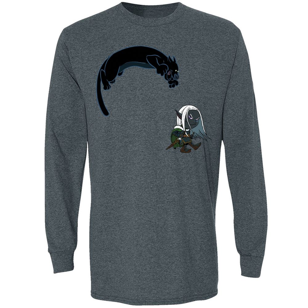 Drizzt and Guenhwyvar Long Sleeve T-Shirt - Dark Heather - 15