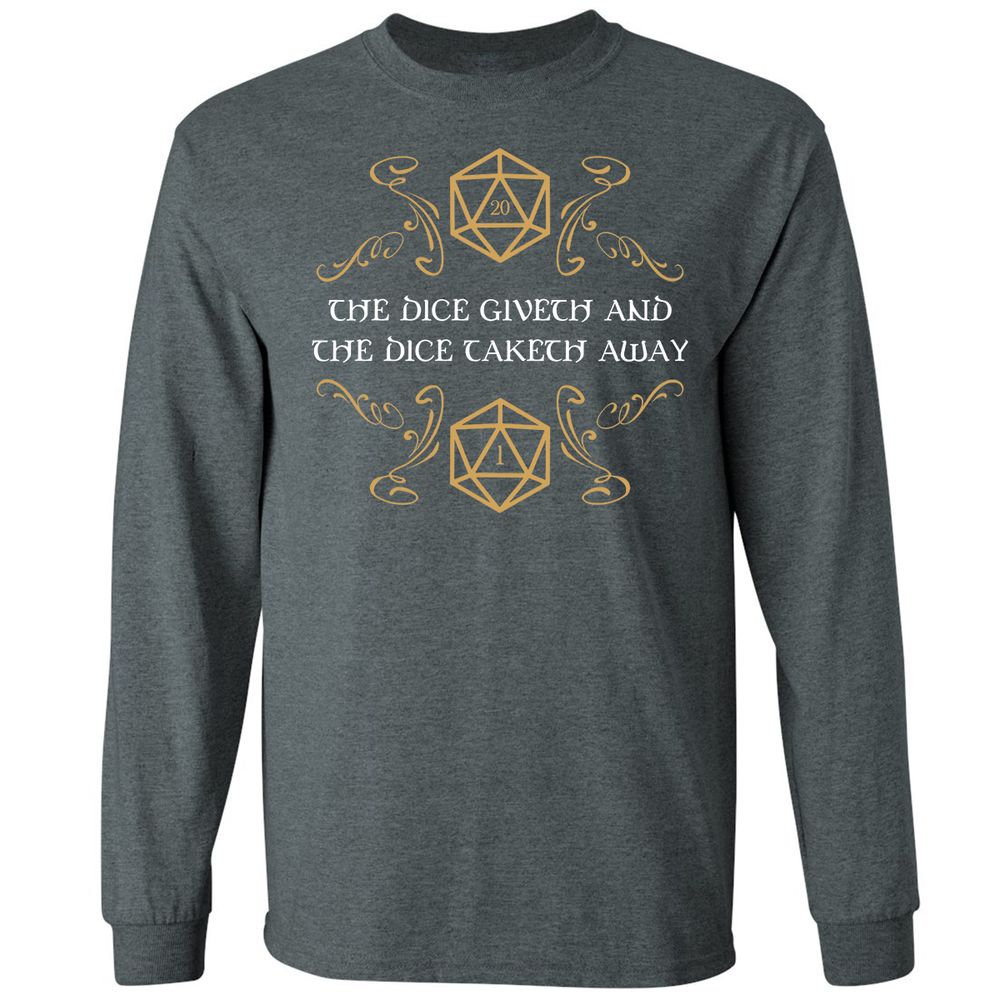 The Dice Giveth and Taketh Away Natural 20 and Critical Fail Long Sleeve T-Shirt - Dark Heather - 15
