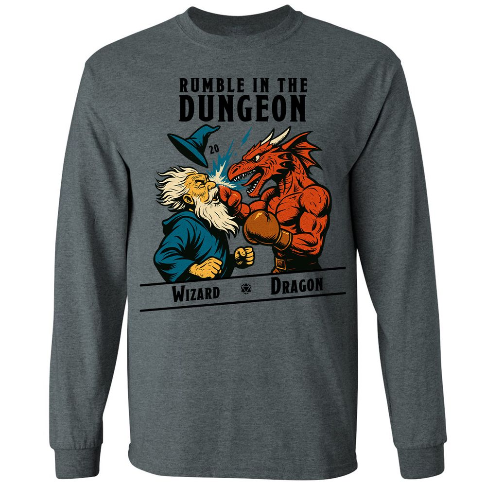 Rumble in the Dungeon Long Sleeve T-Shirt - Dark Heather - 15