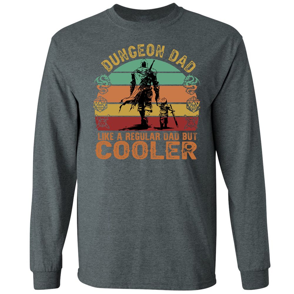 Dungeon Dad Like A Regular Dad Long Sleeve T-Shirt - Dark Heather - 15