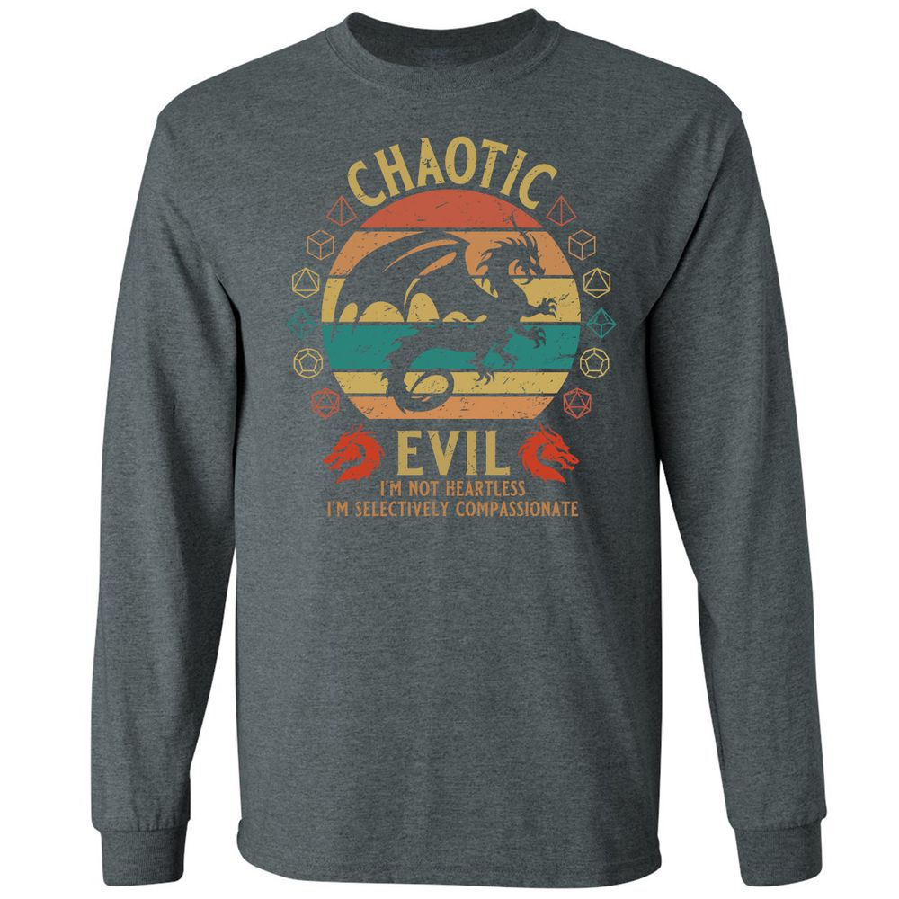 Chaotic Evil Long Sleeve T-Shirt - Dark Heather - 15
