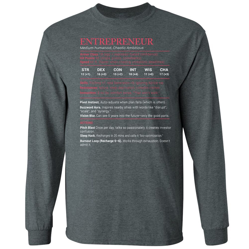 Entrepreneur Stats Long Sleeve T-Shirt - Dark Heather - 15