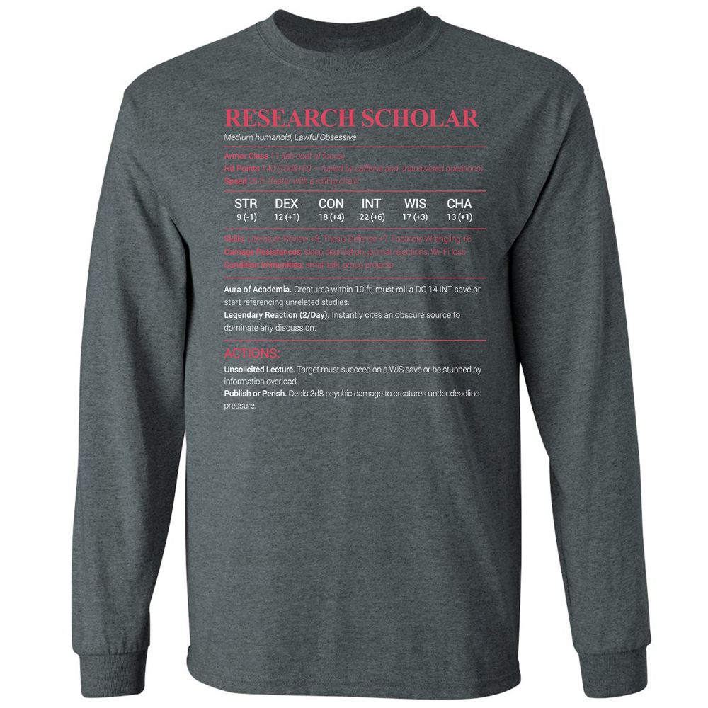 Research Scholar Long Sleeve T-Shirt - Dark Heather - 15