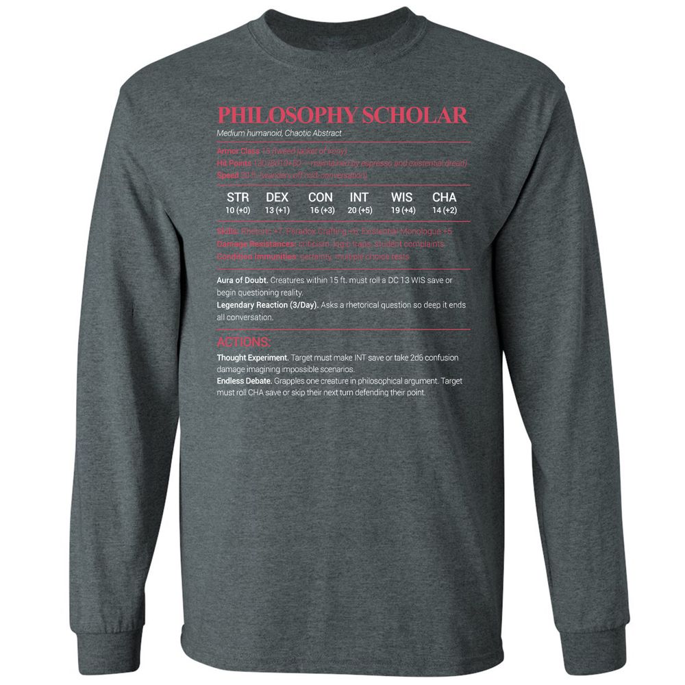 Philosophy Scholar Long Sleeve T-Shirt - Dark Heather - 15