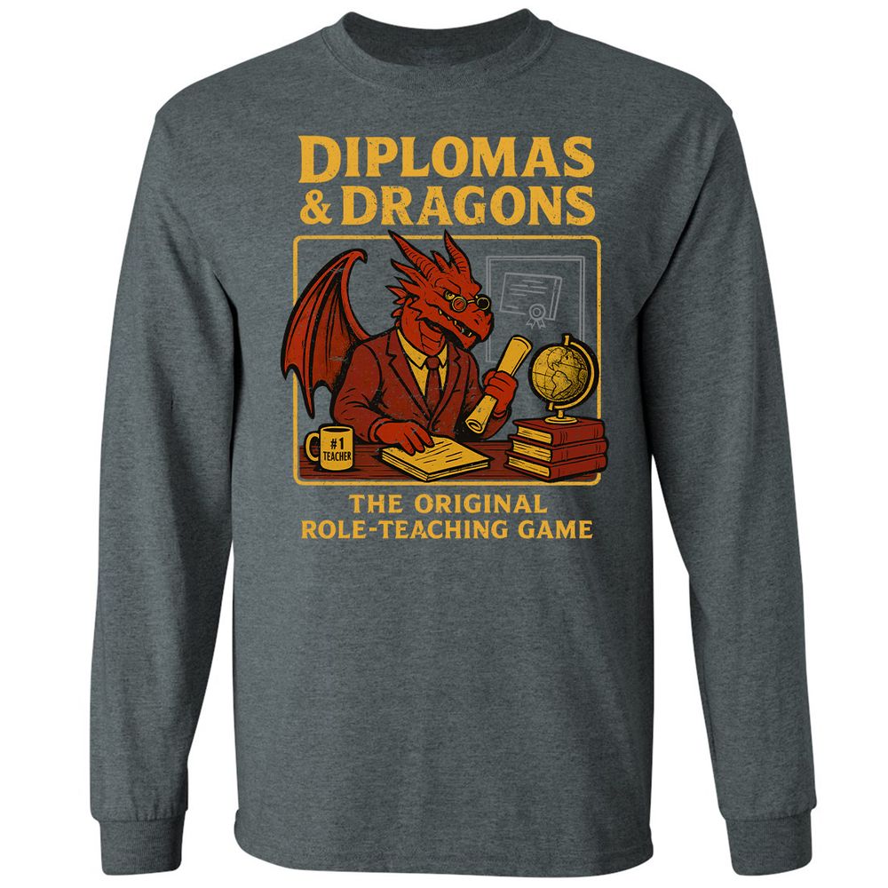 Diplomas & Dragons Long Sleeve T-Shirt - Dark Heather - 15