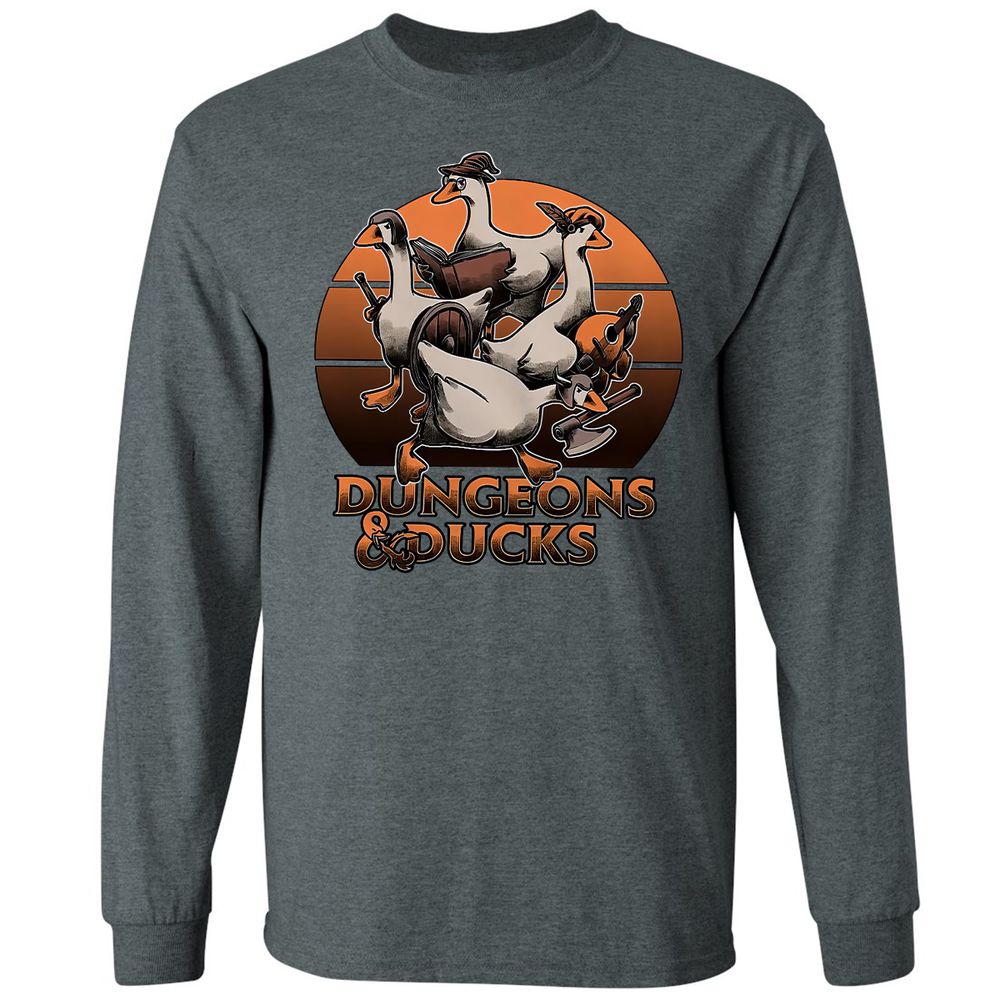 Dungeons And Ducks Long Sleeve T-Shirt - Dark Heather - 15