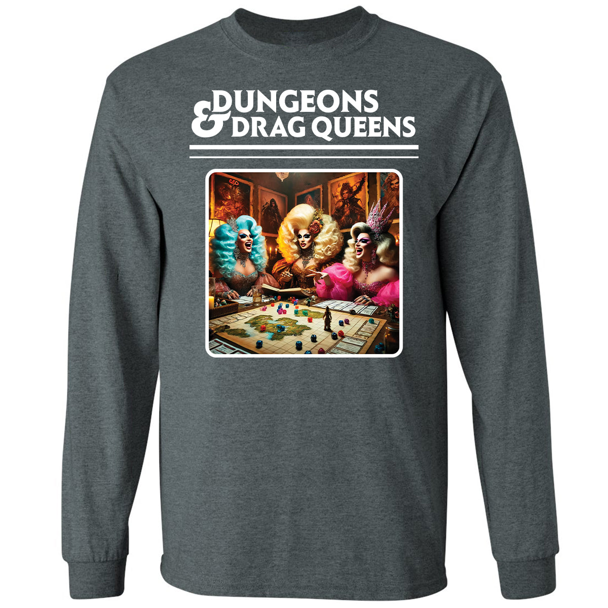 Dungeons & Drag Queens Long Sleeve T-Shirt - Dark Heather - 15