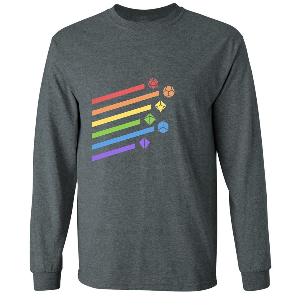 Rainbow Dice Set Long Sleeve T-Shirt - Dark Heather - 15