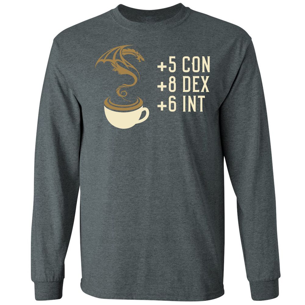 Coffee Dragon Long Sleeve T-Shirt - Dark Heather - 15