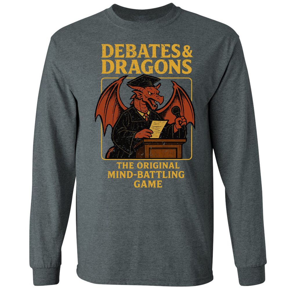 Debates & Dragons Long Sleeve T-Shirt - Dark Heather - 15