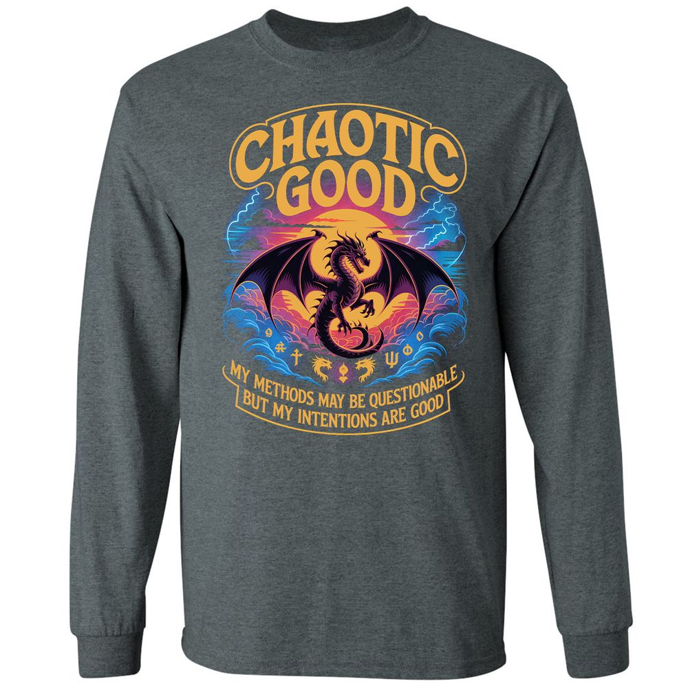 Chaotic Good Long Sleeve T-Shirt - Dark Heather - 15