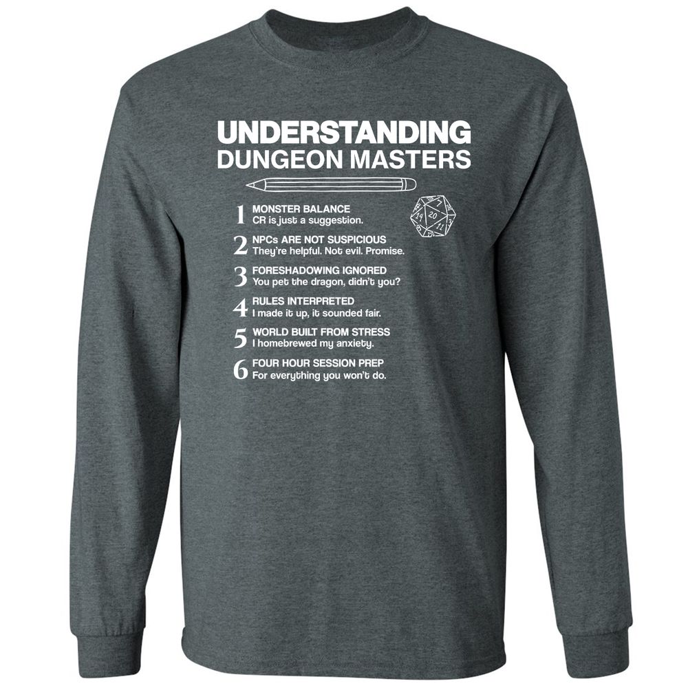 Understanding Dungeon Masters Long Sleeve T-Shirt - Dark Heather - 15