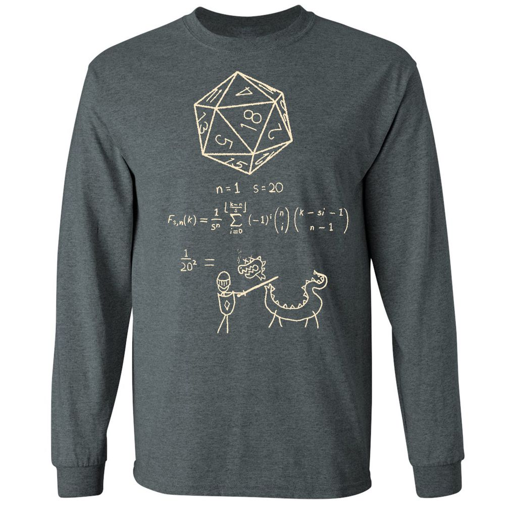 Science Of20 Sided Dice Long Sleeve T-Shirt - Dark Heather - 15