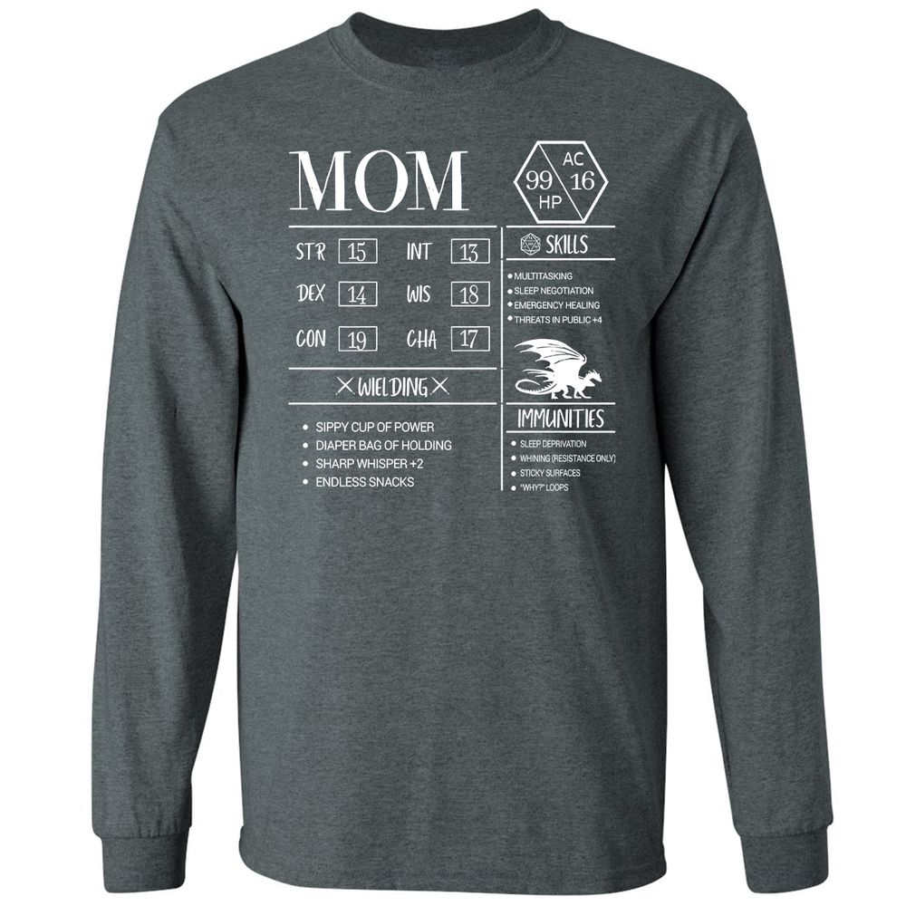 Mom New Long Sleeve T-Shirt - Dark Heather - 15