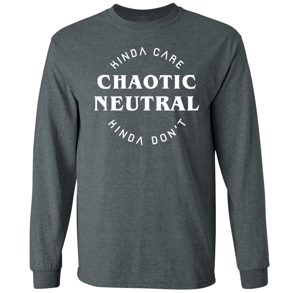 Chaotic Neutral Long Sleeve T-Shirt - Dark Heather - 15