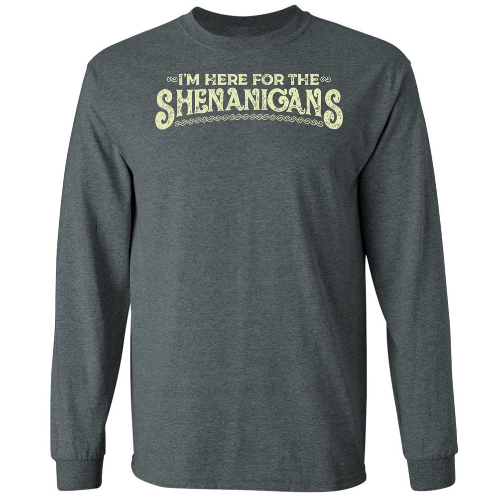 Here For The Shenanigans Long Sleeve T-Shirt - Dark Heather - 15