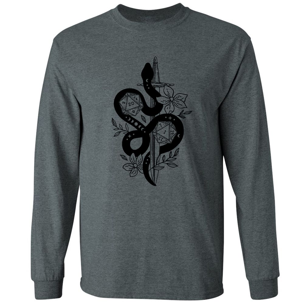 D20 Snake and Sword - Dark Heather - 15