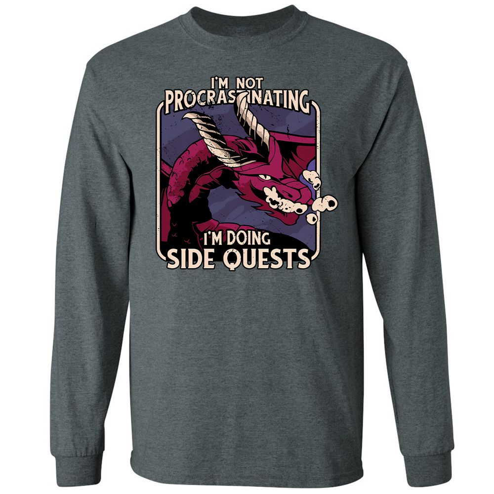 Doing Side Quests Long Sleeve T-Shirt - Dark Heather - 15