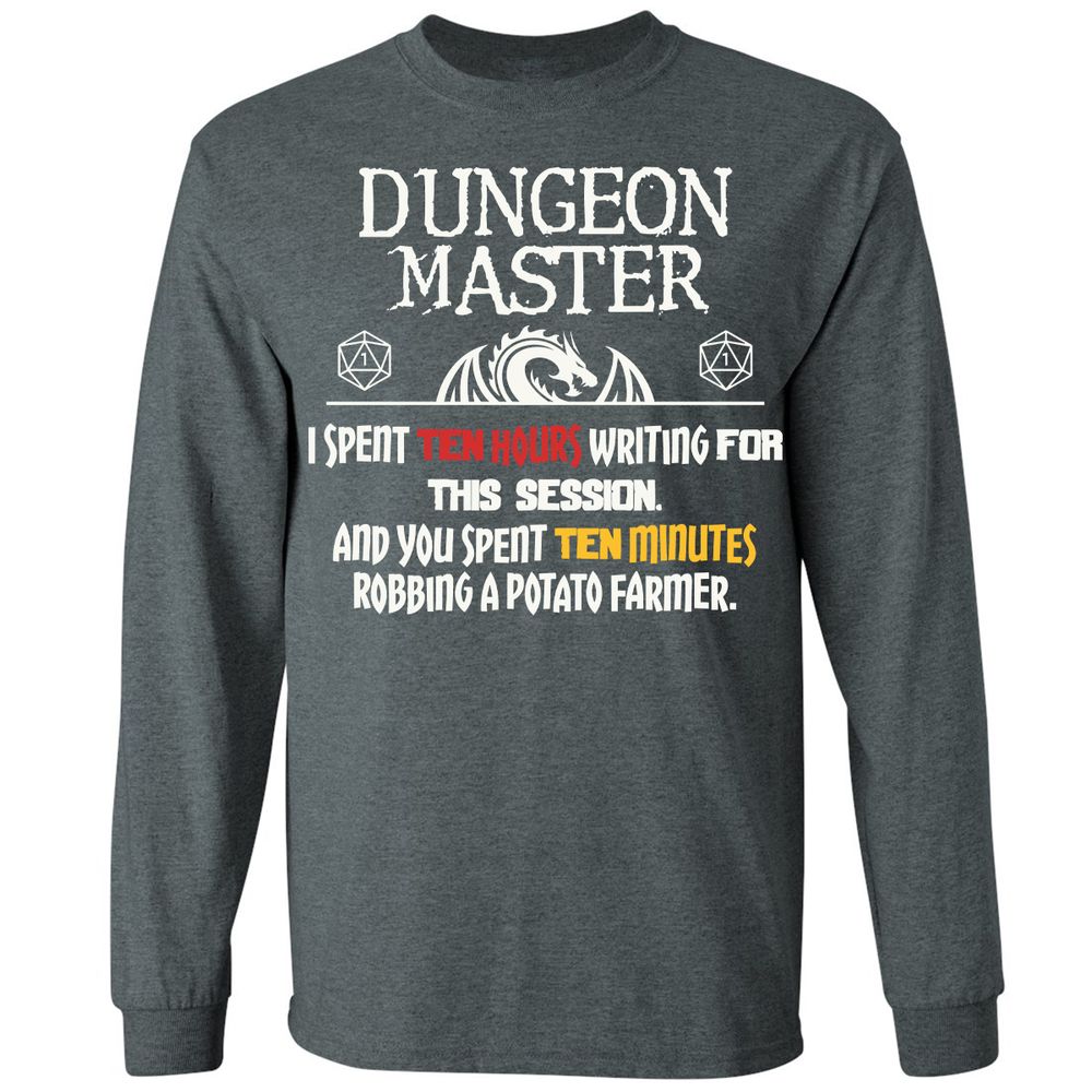 Dungeon Master Chaos Meme Long Sleeve T-Shirt - Dark Heather - 15