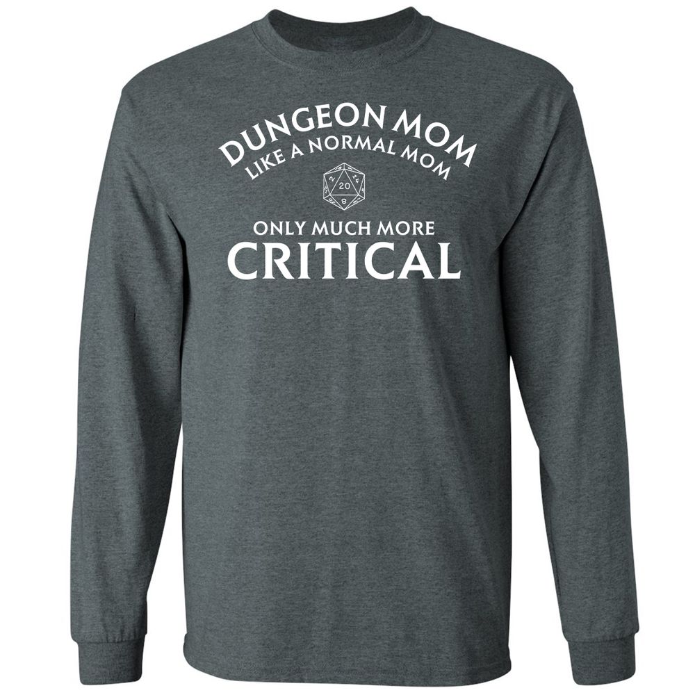 Dungeon Mom Normal Mom Long Sleeve T-Shirt - Dark Heather - 15