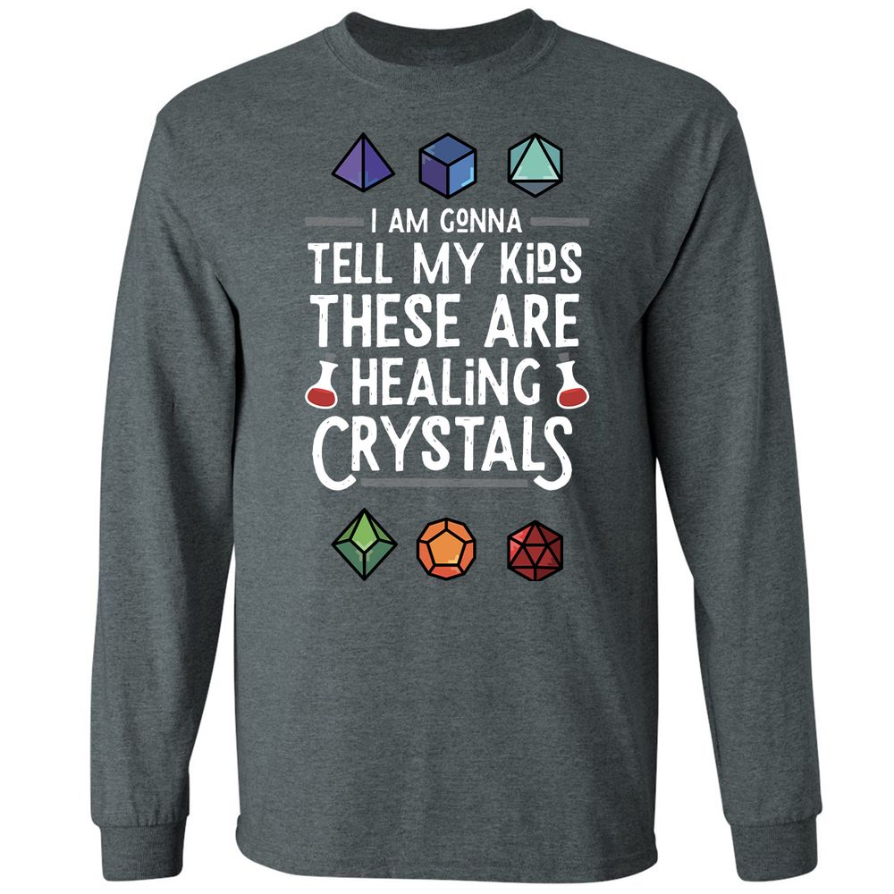 Healing Crystals Long Sleeve T-Shirt - Dark Heather - 15