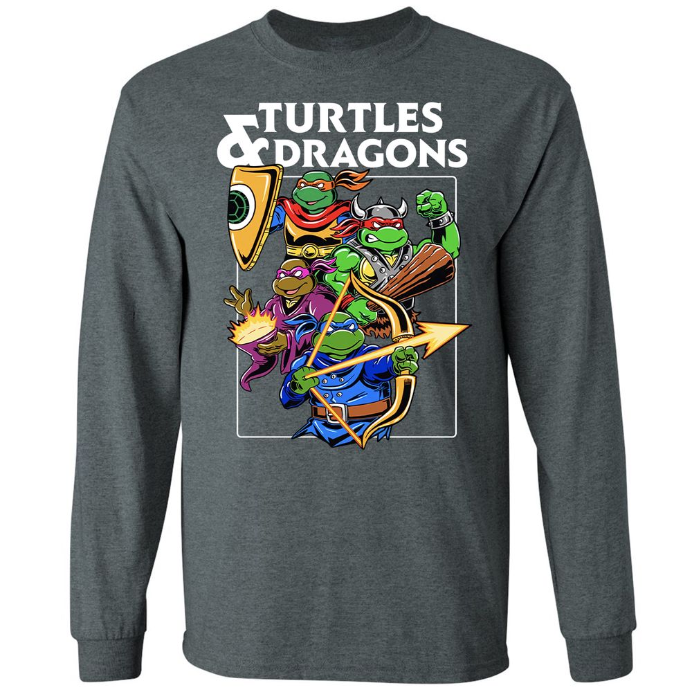 Turtles & Dragons Long Sleeve T-Shirt - Dark Heather - 15