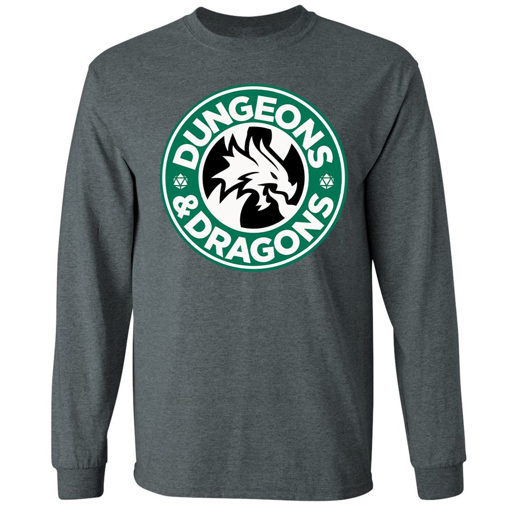 D&D Coffee Long Sleeve T-Shirt - Dark Heather - 15