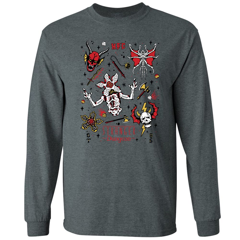 STRANGER DUNGEON Long Sleeve T-Shirt - Dark Heather - 15