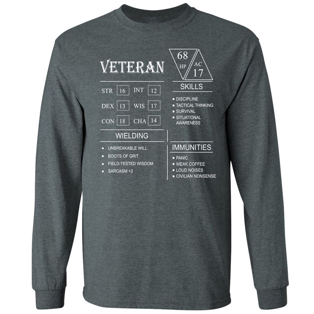 Veteran New Long Sleeve T-Shirt - Dark Heather - 15