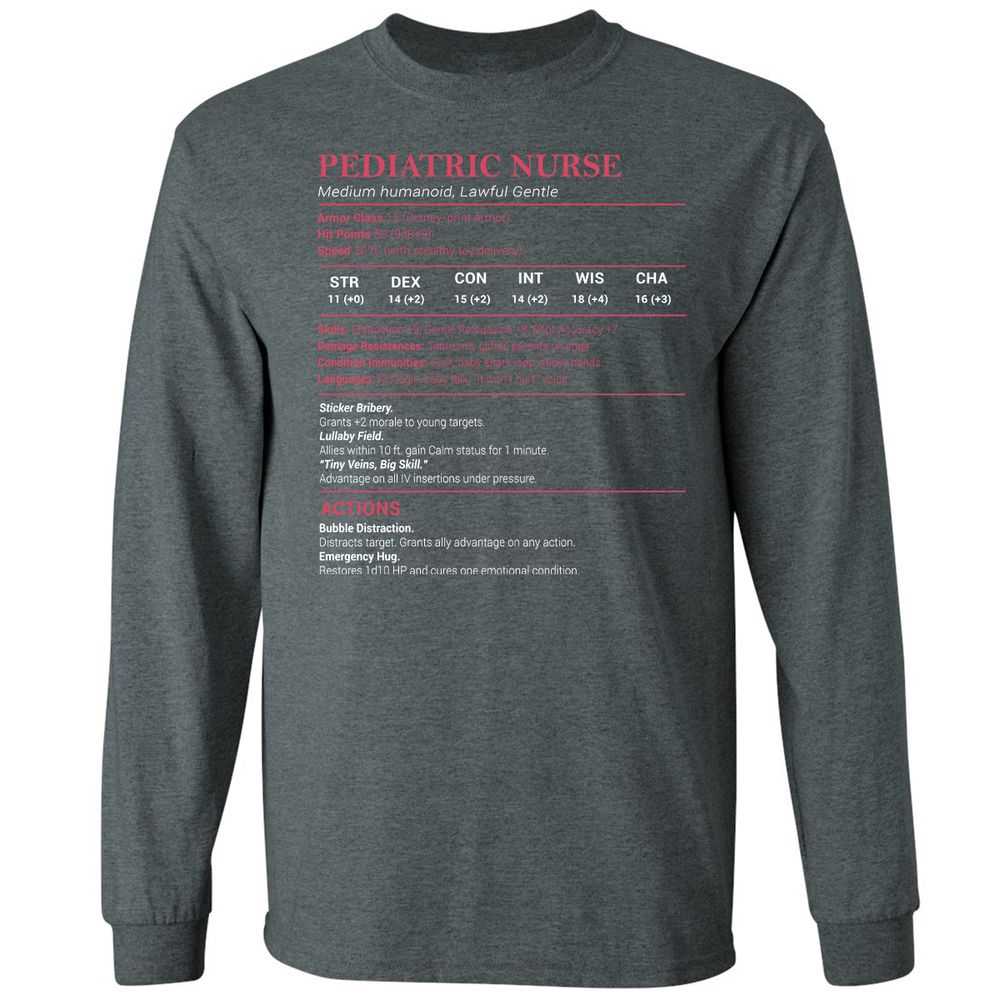 Pediatric Nurse Long Sleeve T-Shirt - Dark Heather - 15