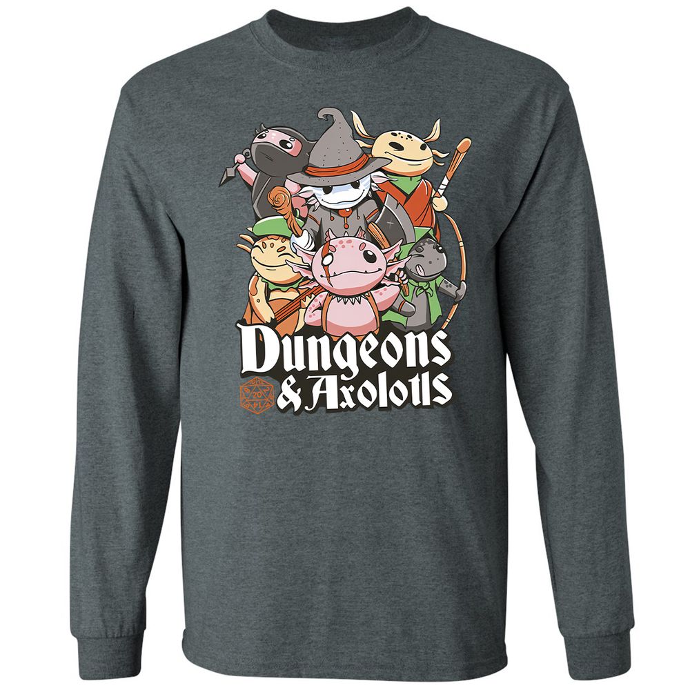 Dungeons And Axolotls Long Sleeve T-Shirt - Dark Heather - 15