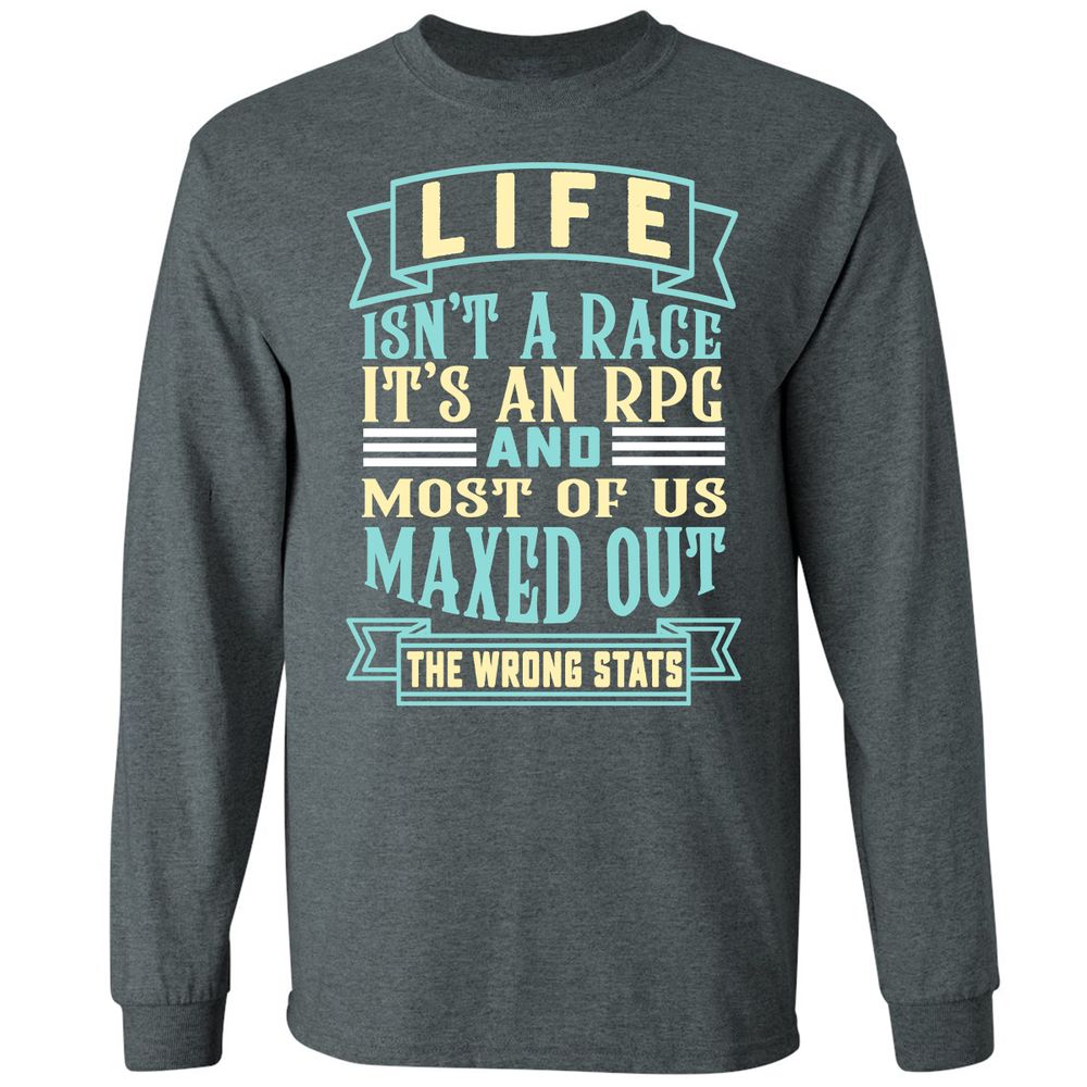 Life Is A RPG Long Sleeve T-Shirt - Dark Heather - 15