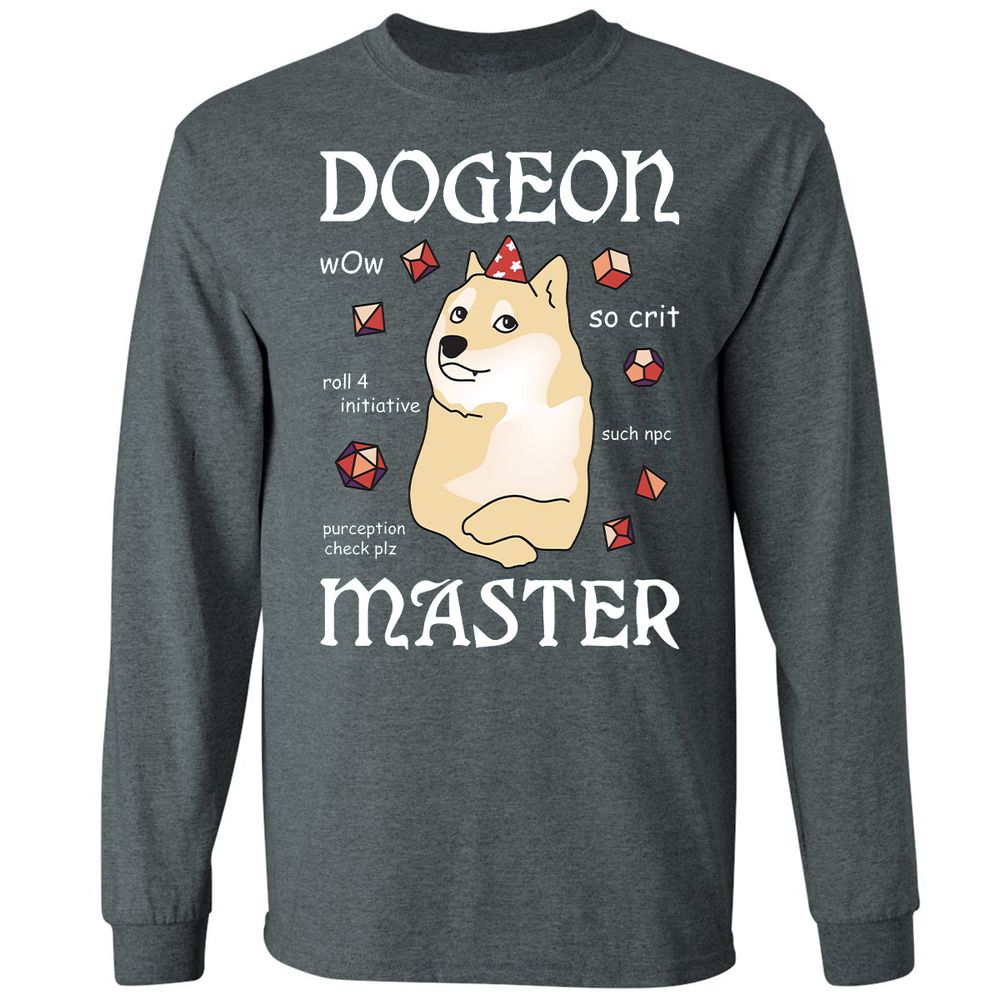 Dogeon Master Long Sleeve T-Shirt - Dark Heather - 15