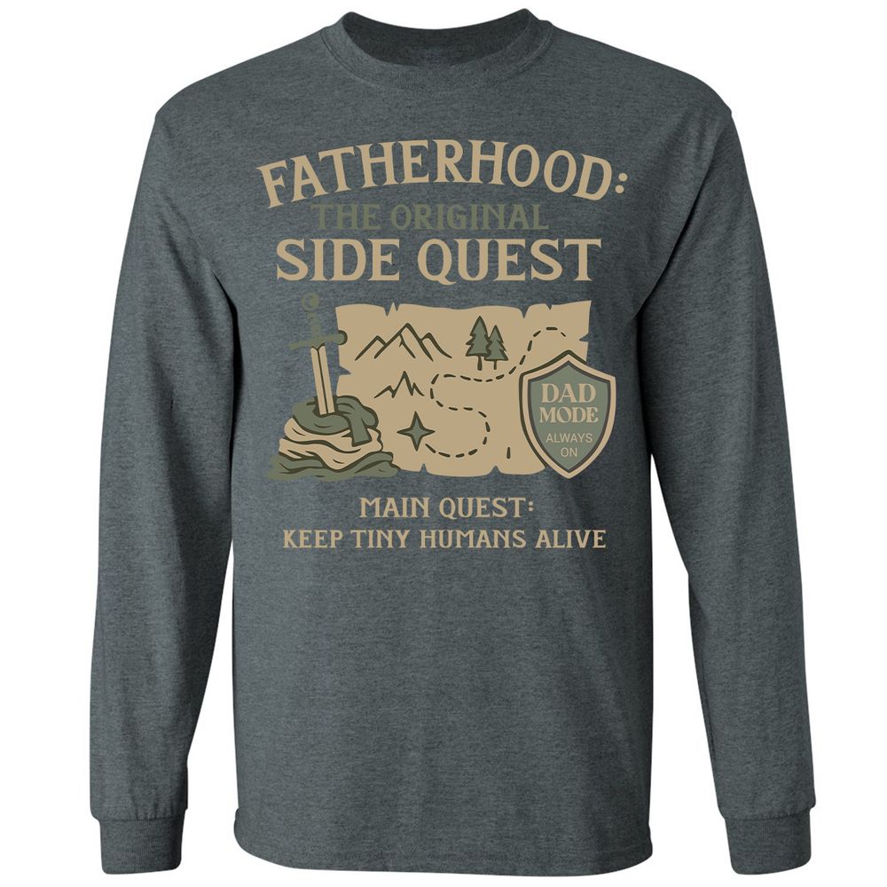 Fatherhood The Original Side Quest Long Sleeve T-Shirt - Dark Heather - 15