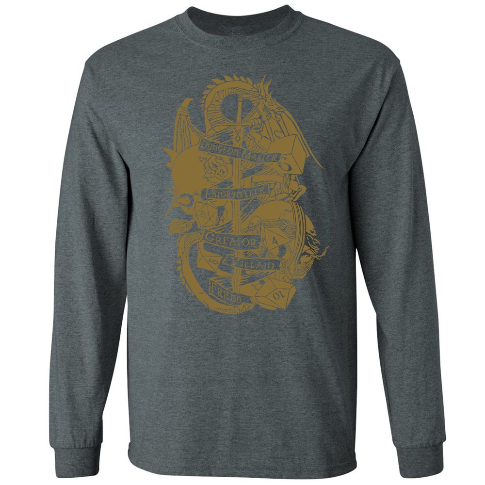Dungeon Master Dragon Long Sleeve T-Shirt - Dark Heather - 15