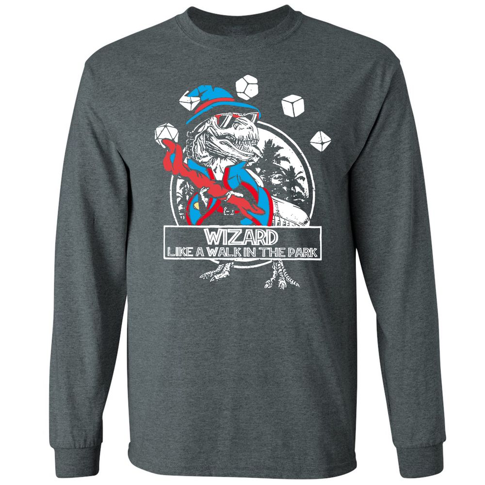 Wizard Like The Walk In The Park Long Sleeve T-Shirt - Dark Heather - 15