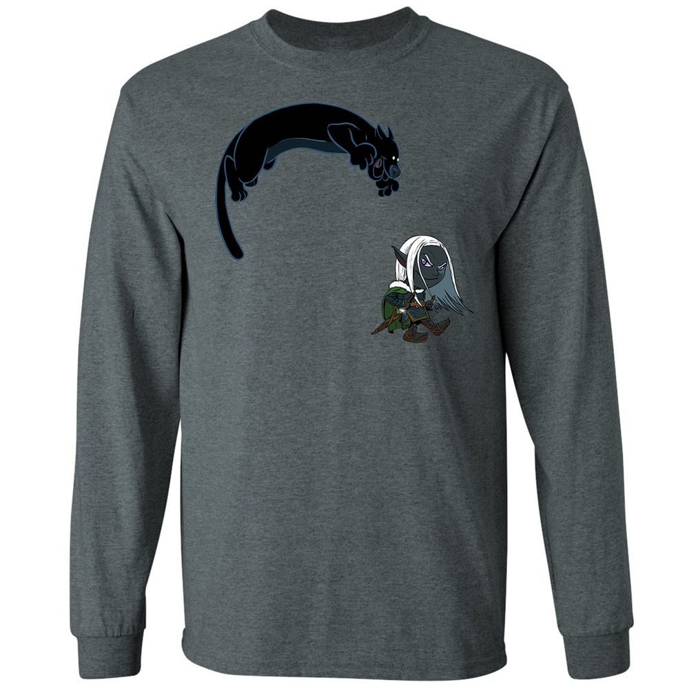Drizzt And Guenhwyvar Long Sleeve T-Shirt - Dark Heather - 15