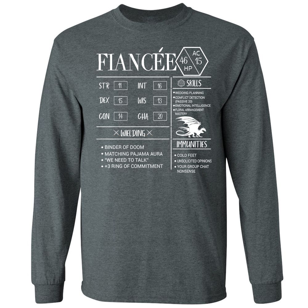 Fiancee Stats Long Sleeve T-Shirt - Dark Heather - 15