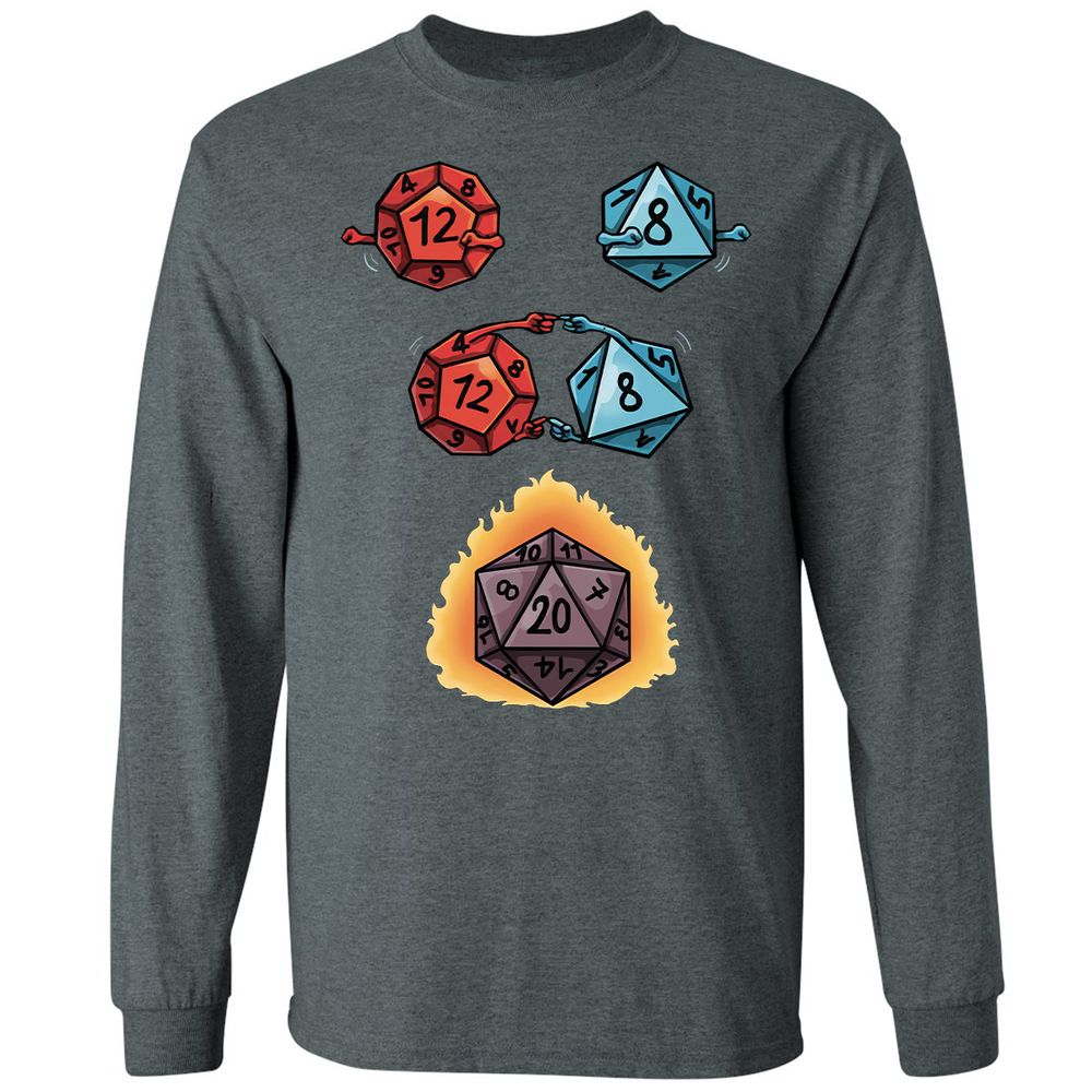 Dice Fusion RPG Long Sleeve T-Shirt - Dark Heather - 15