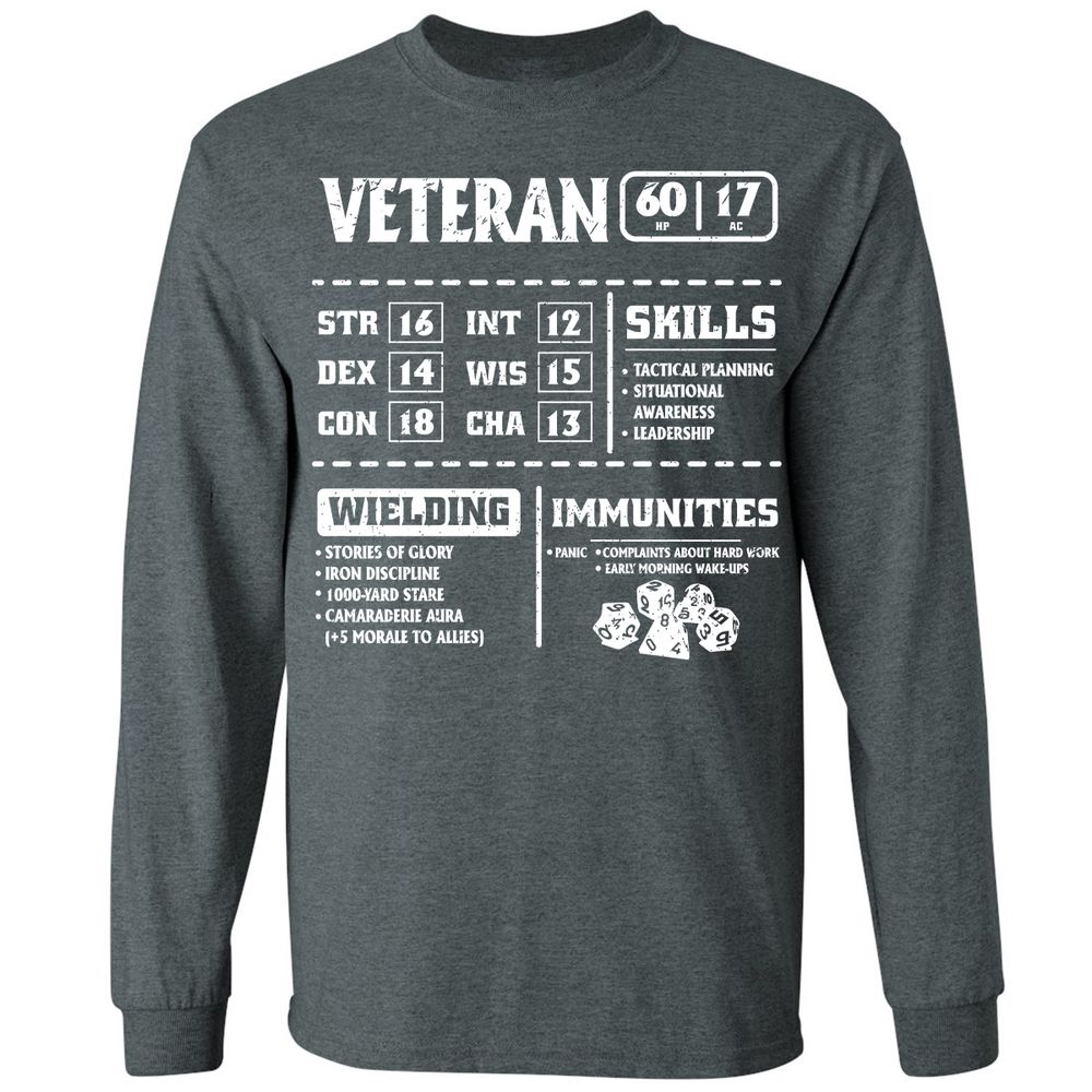 Veteran New Ver. Long Sleeve T-Shirt - Dark Heather - 15