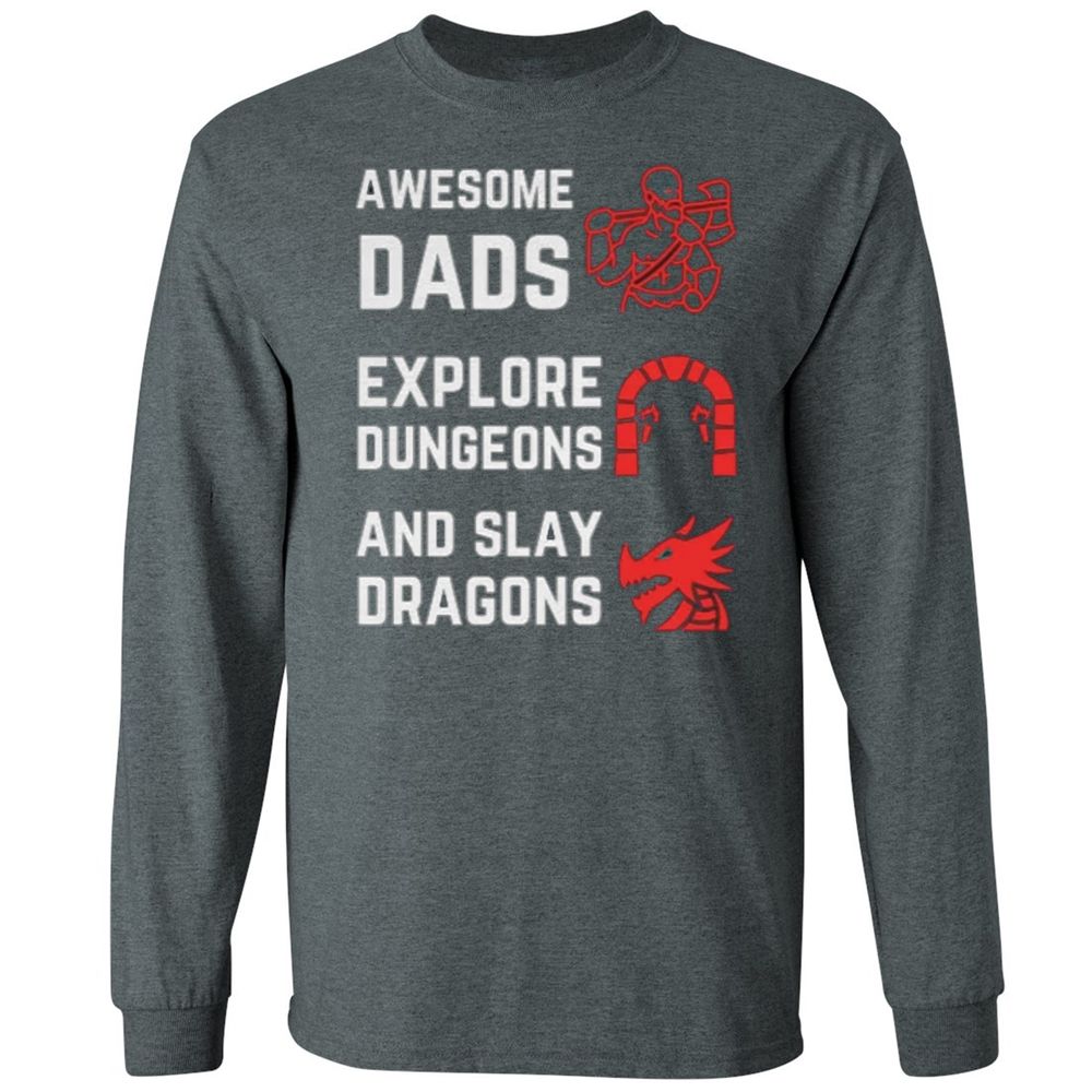 Awesome Dad Fathers Day Long Sleeve T-Shirt - Dark Heather - 15